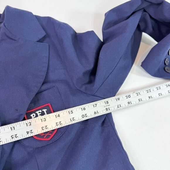 Paul Frank Jacket Blazer Womens Large Navy Blue Preppy Y2K Monkey Logo Patch - Picture 6 of 9